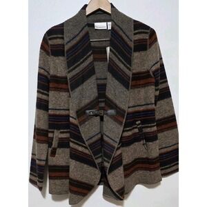 NWT Kenar Saddle Blanket Sweater Jacket Wool Blend Women L Pockets Boho Cardigan
